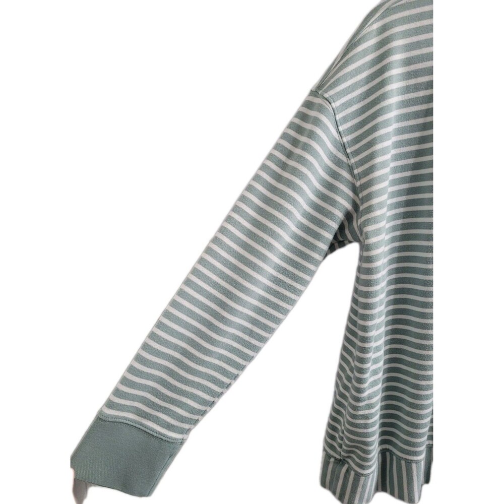 Alice Walk Striped Crewneck Sweatshirt Green White Pima Modal XL Coastal - Picture 3 of 6